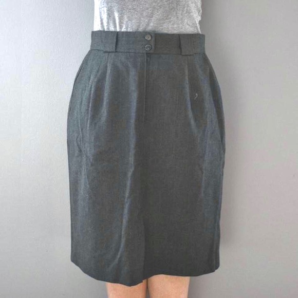 Jones New York Dresses & Skirts - Jones New York Black 100% Wool Vintage Button & Zip Formal Pencil Skirt